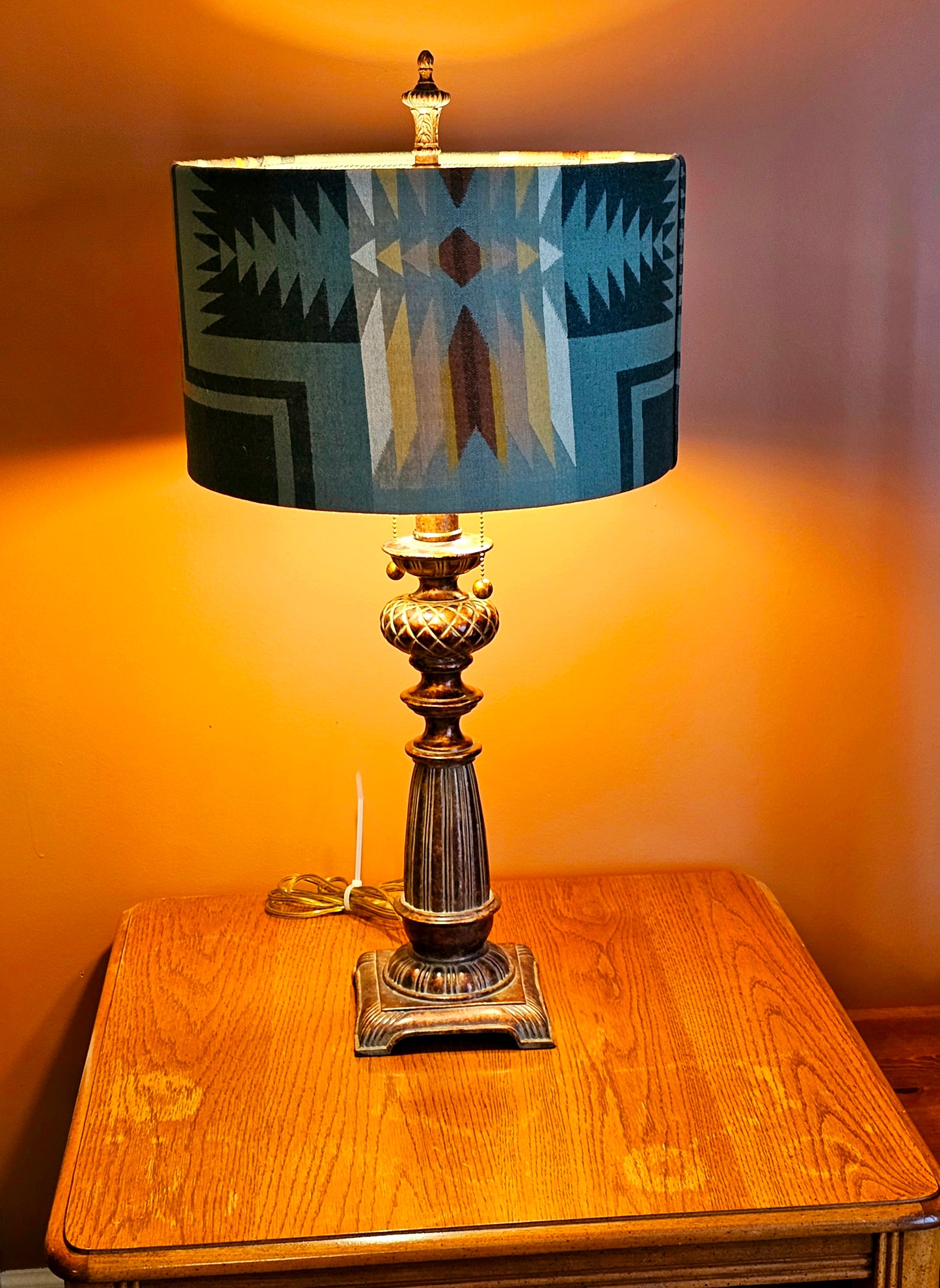 Harding Sage lamp shade w/ Brass lamp base