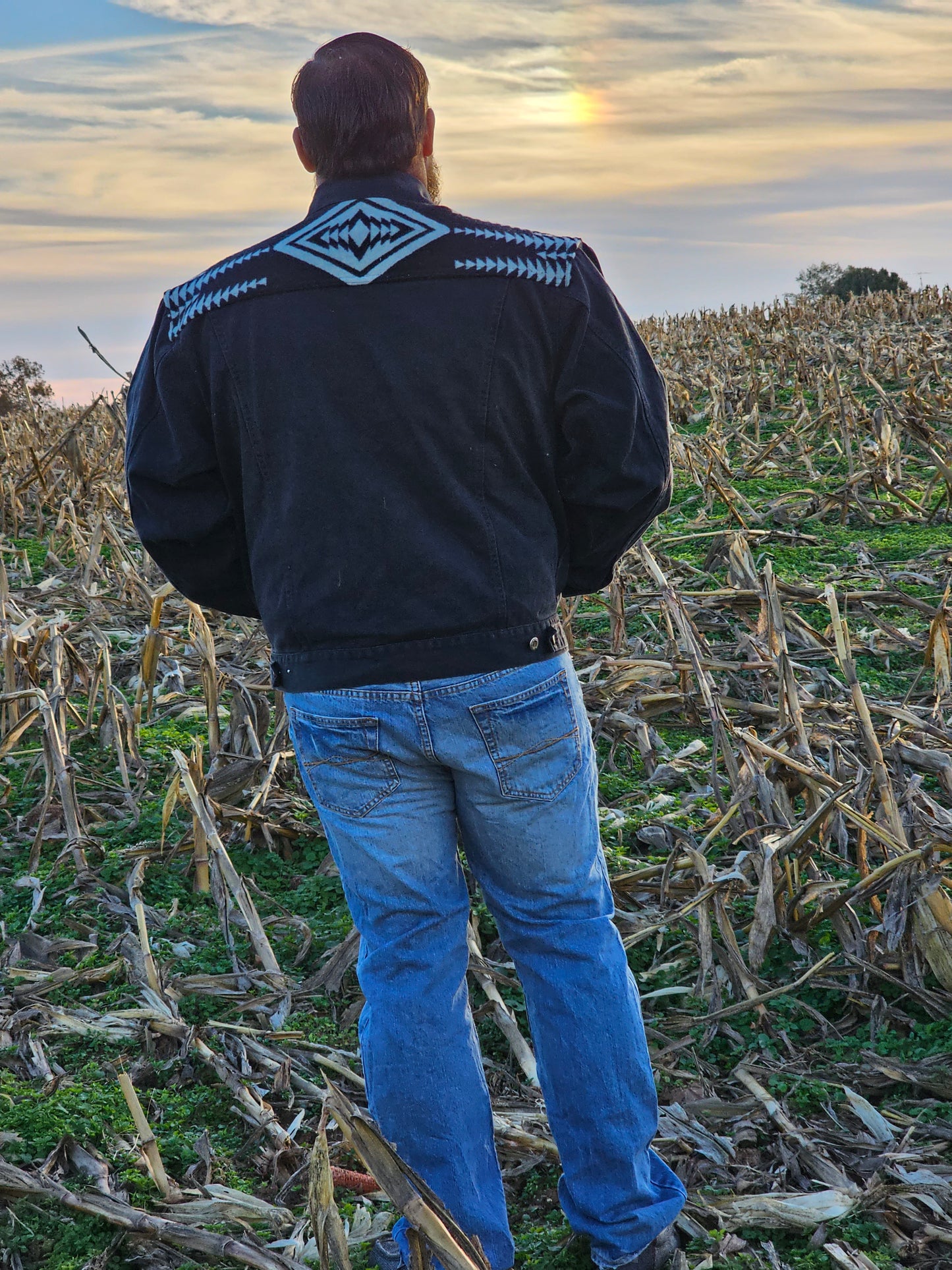 Walking Rock B&W Black Denim Jacket ( XL)