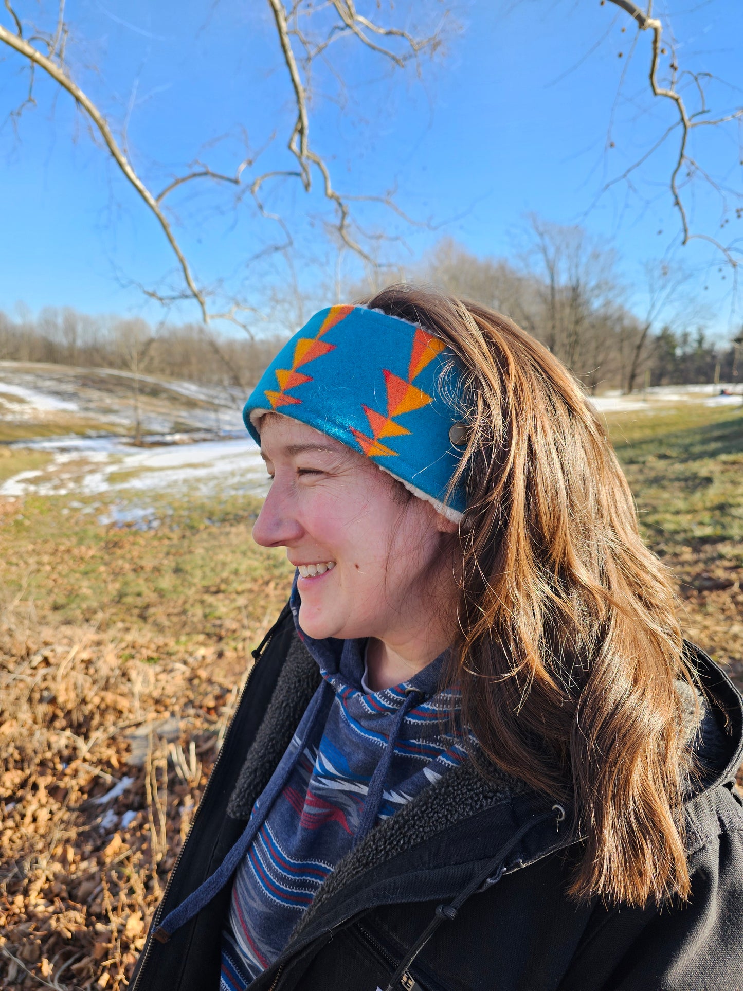 Condensed Turquoise Ear warmers Headband