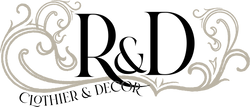 R & D Clothier and Decor logo