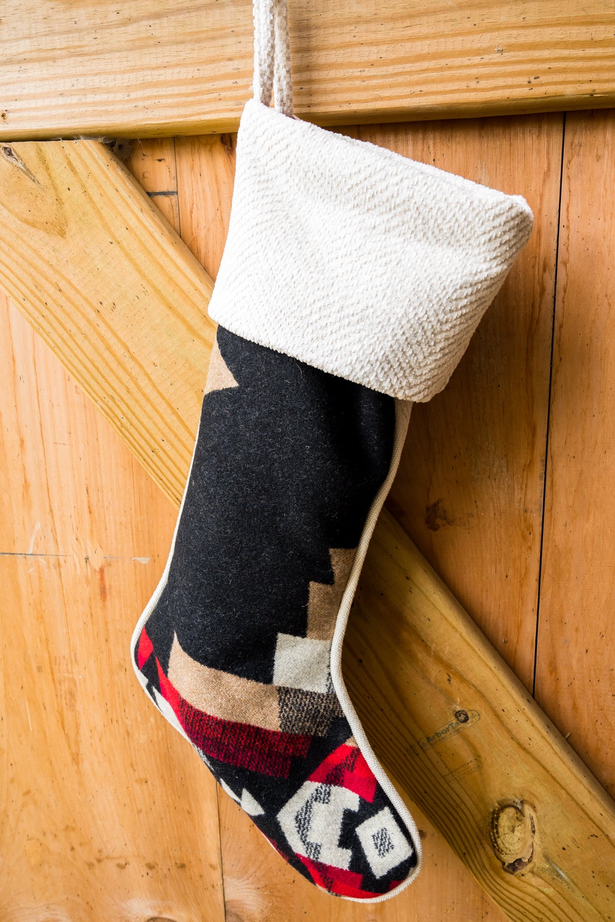 Rock Point Black Southwestern Wool Stocking