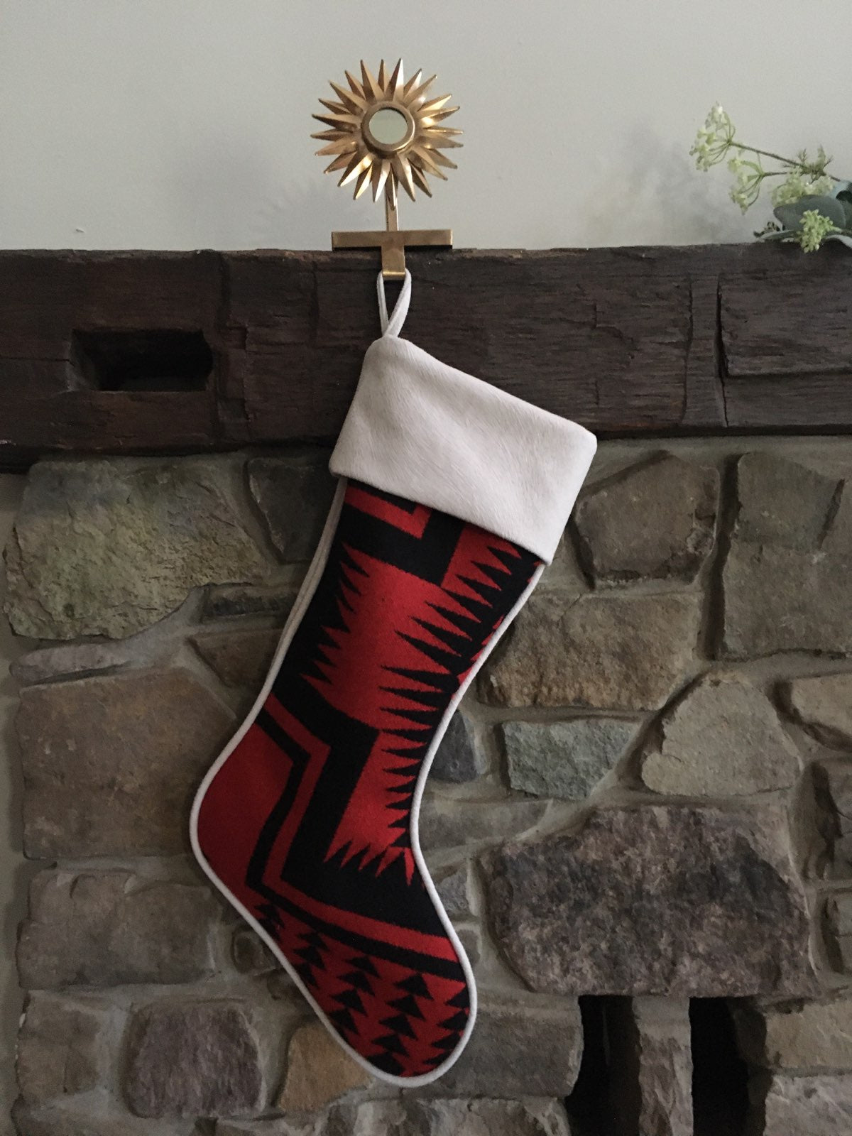 Walking Rock Red Southwestern Wool Stocking
