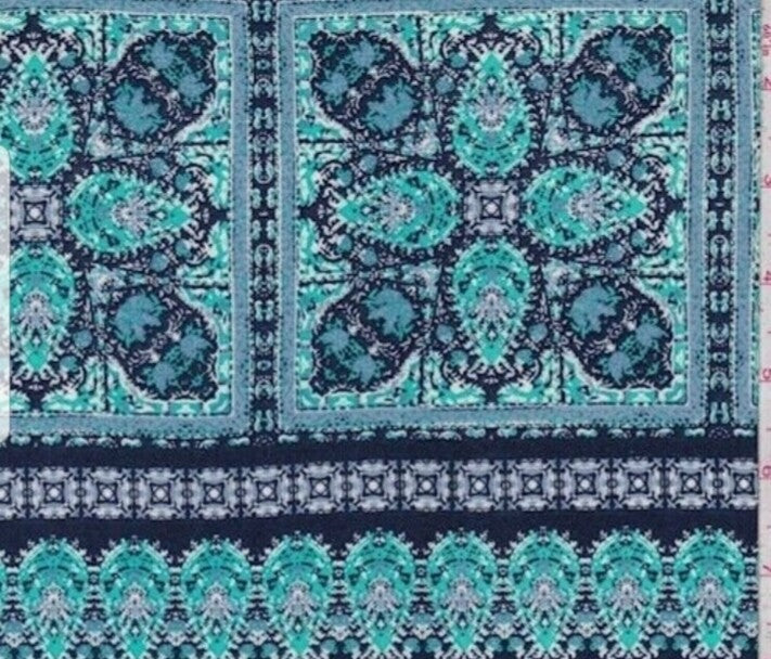 Turquoise & Navy Paisley 36" Wildrag
