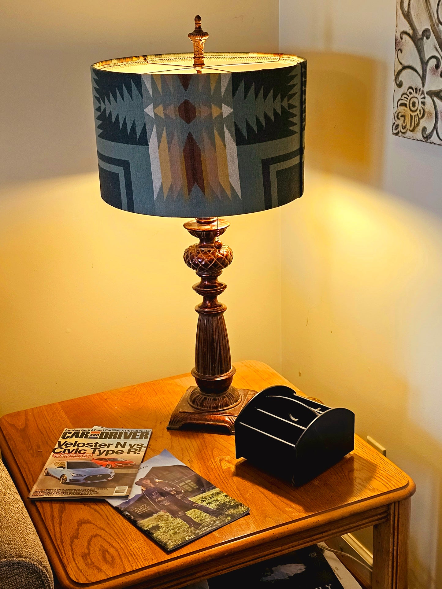 Harding Sage lamp shade w/ Brass lamp base