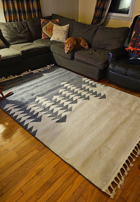 Charcoal & Ivory Triangle Aztec Rug