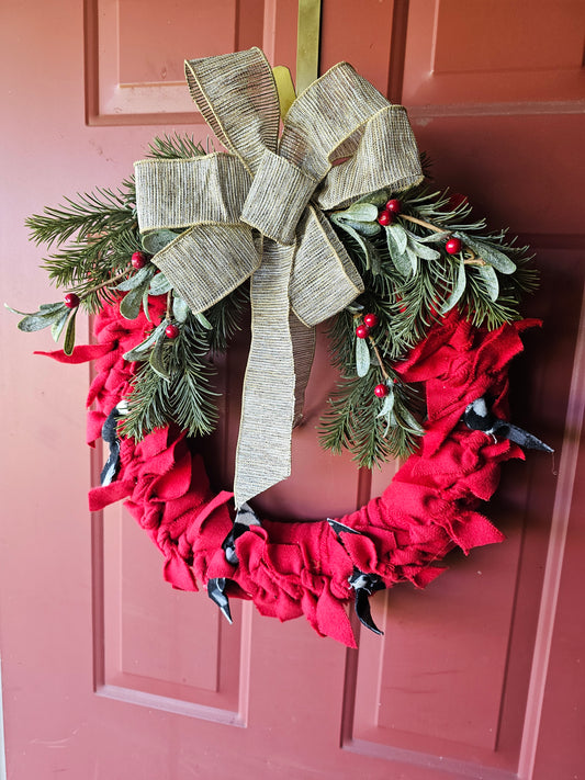 Red Holiday Christmas Wrap Wreath