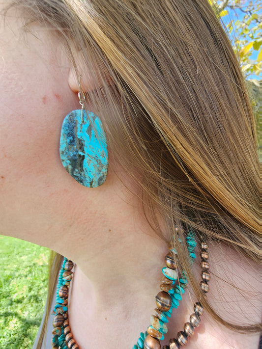 Blue Turquoise slap earrings